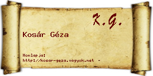 Kosár Géza névjegykártya
